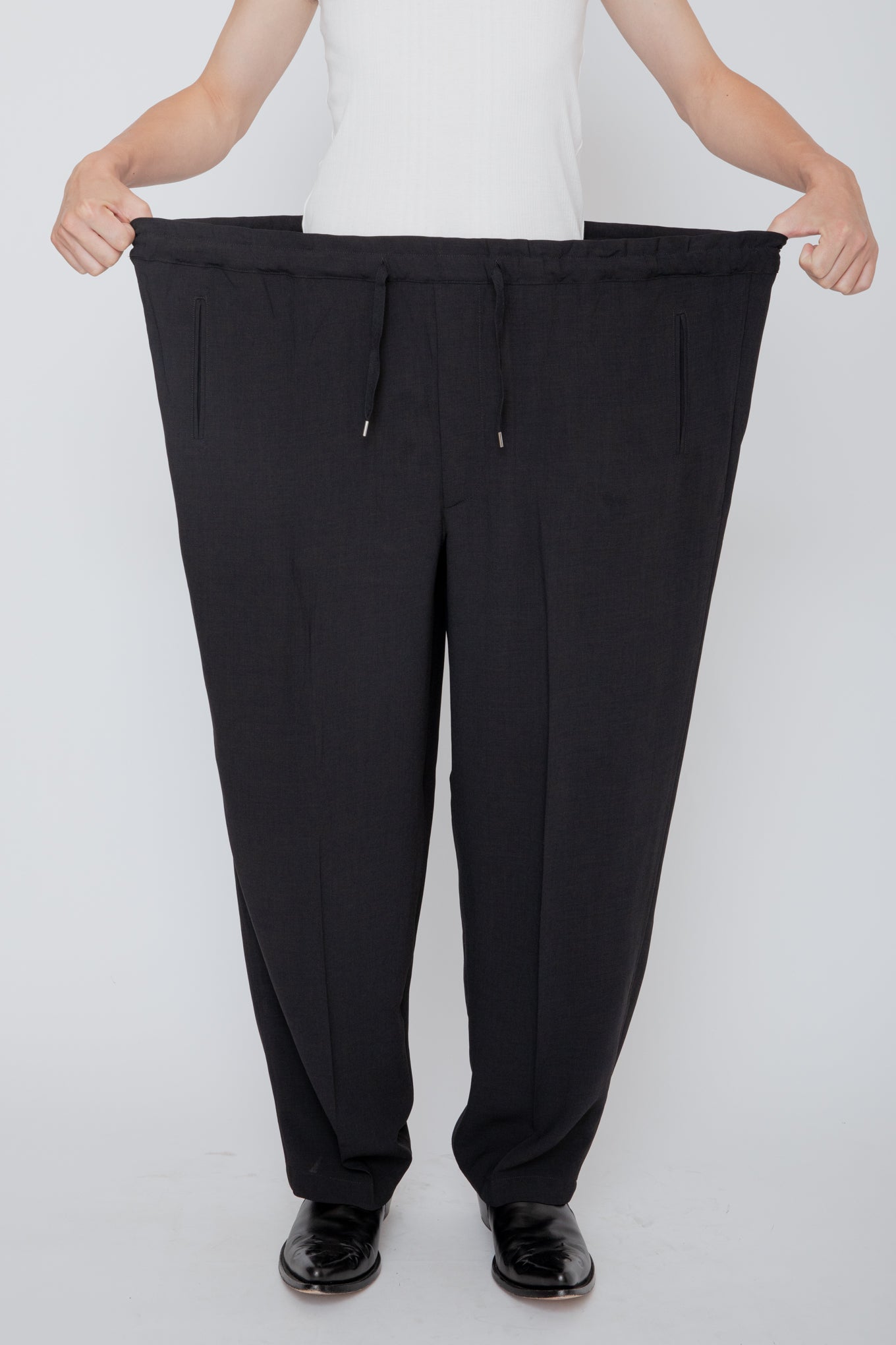 MELANGE TWILL DOUGI PANTS / BLACK