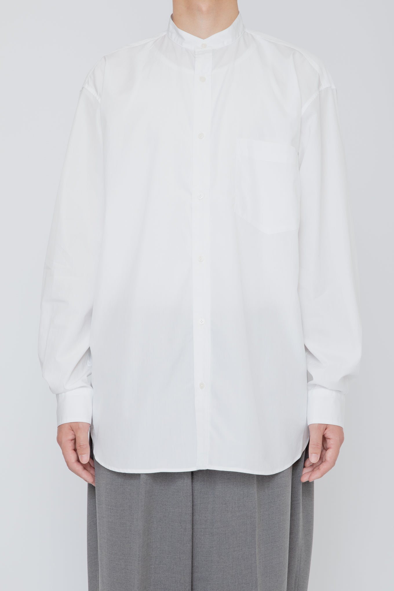 BAND COLLAR SHIRT / WHITE