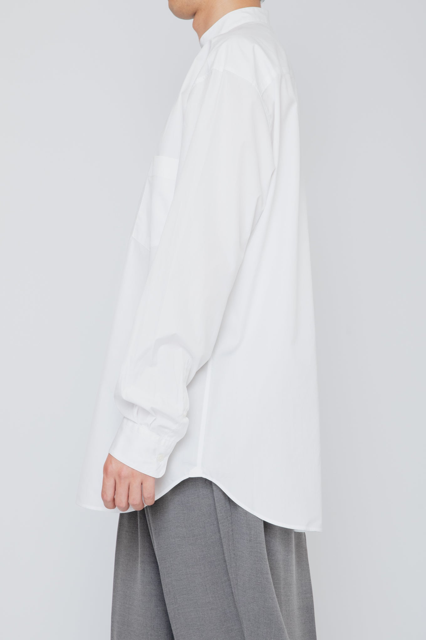 BAND COLLAR SHIRT / WHITE