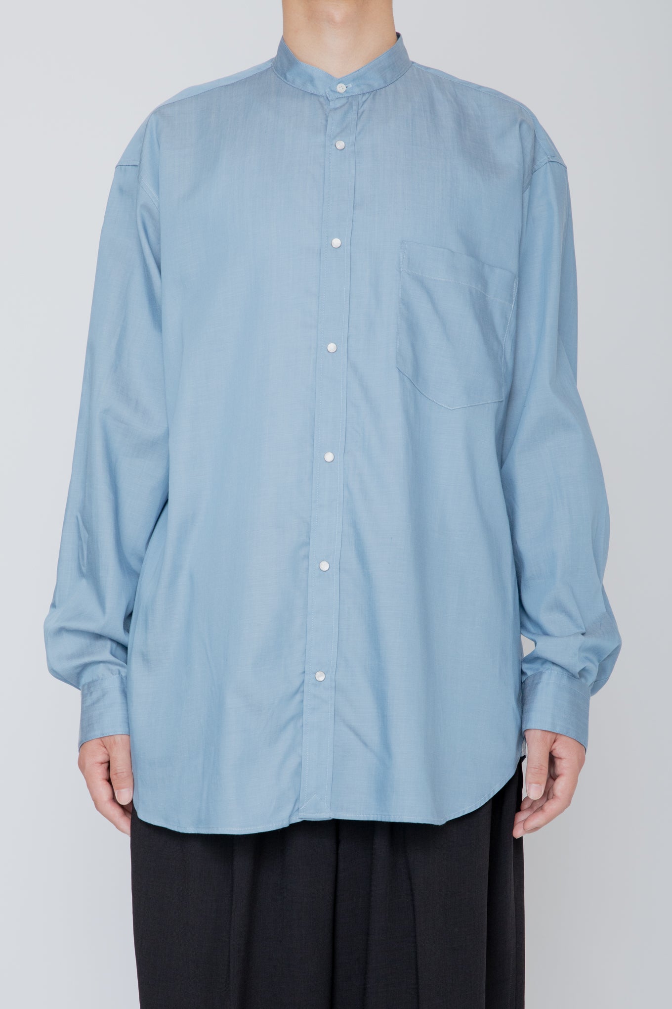 BAND COLLAR SHIRT / LIGHT INDIGO