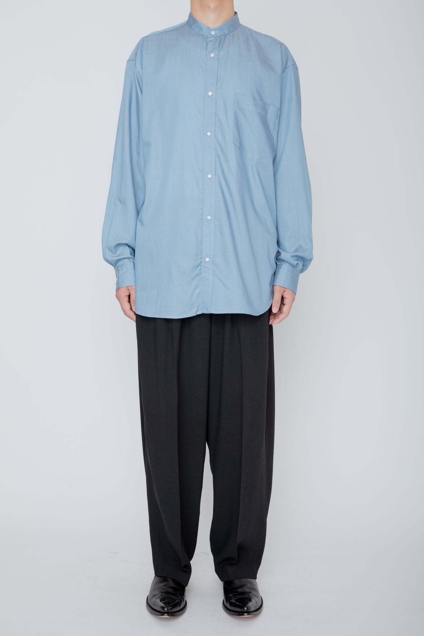 BAND COLLAR SHIRT / LIGHT INDIGO