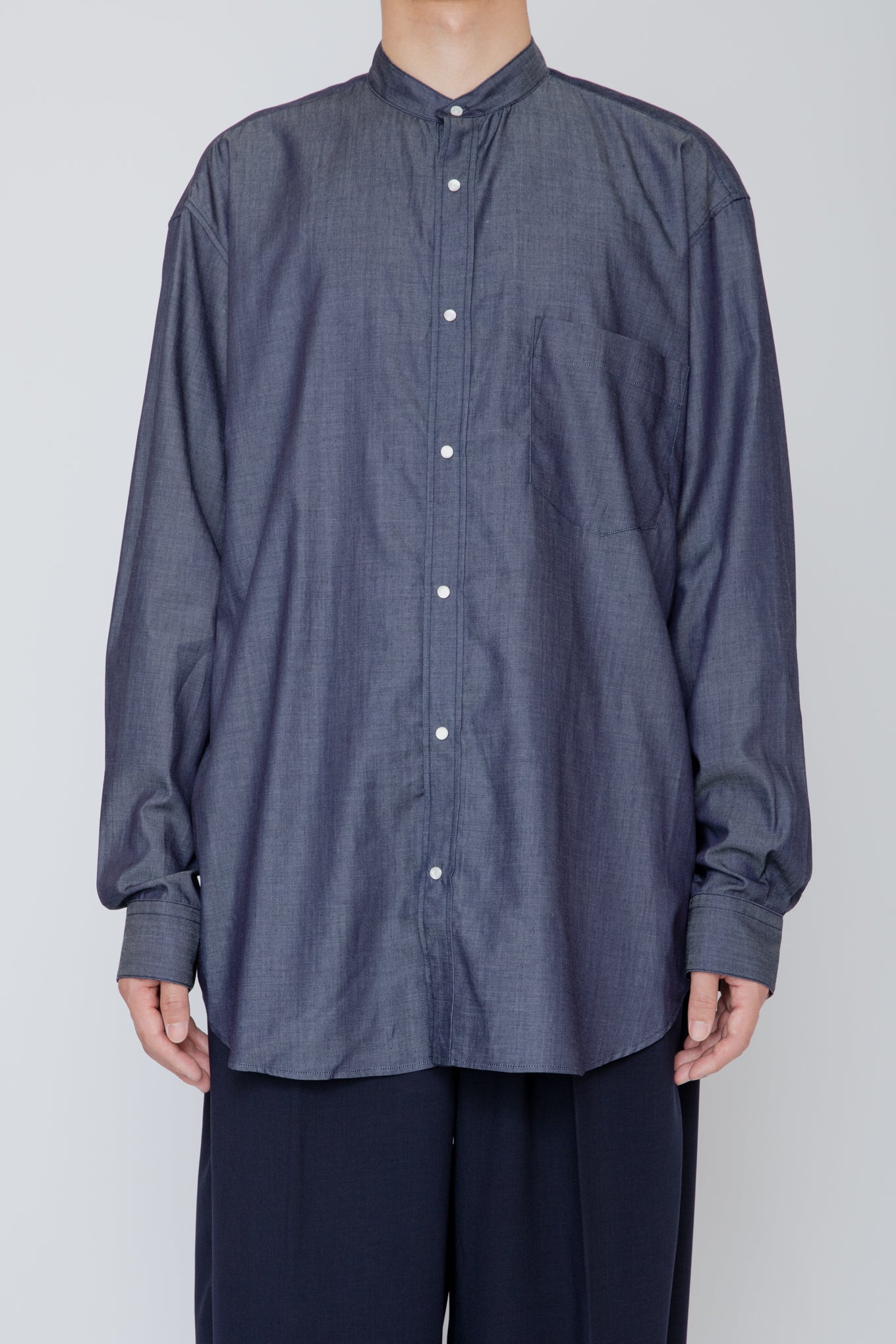 BAND COLLAR SHIRT / INDIGO