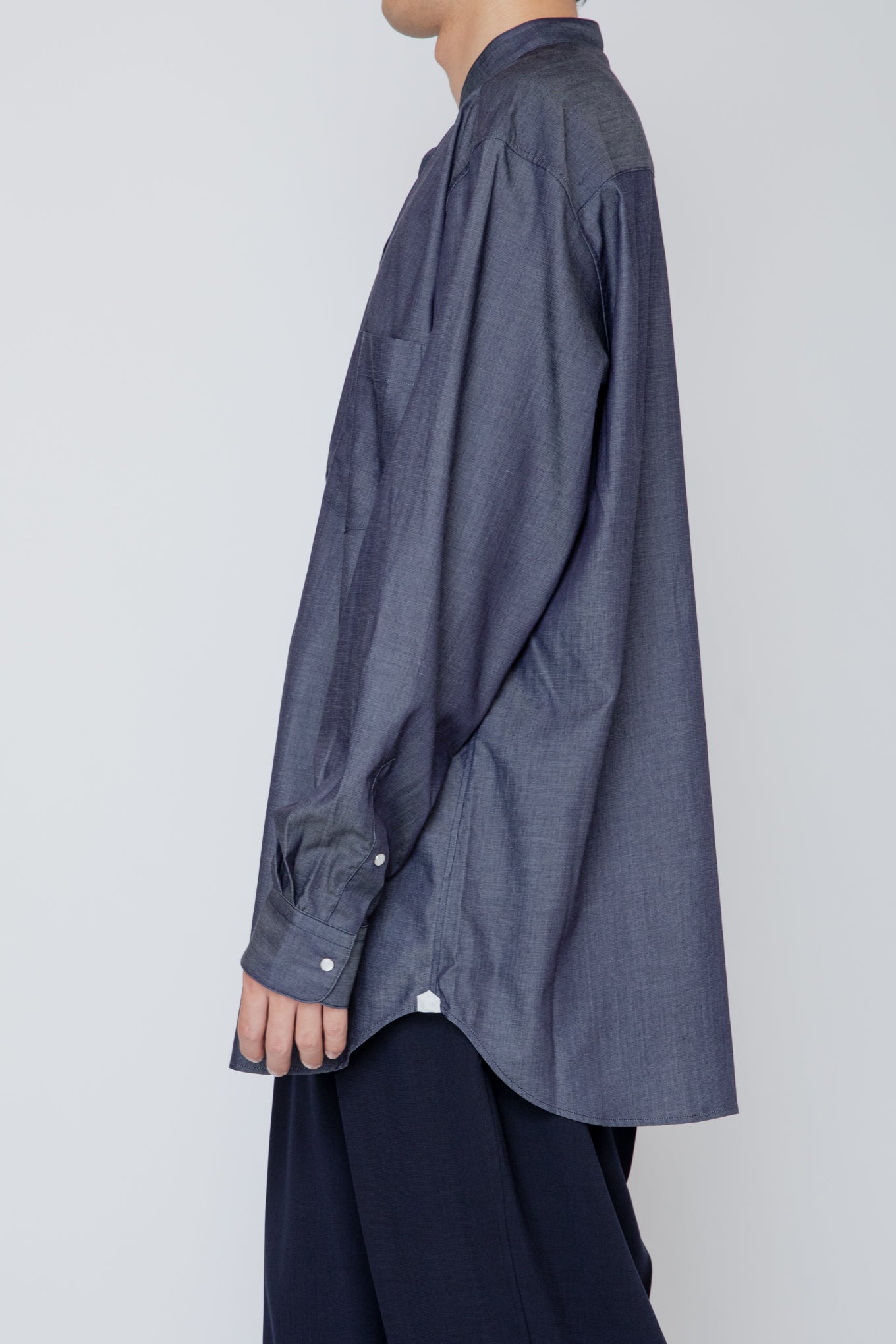 BAND COLLAR SHIRT / INDIGO