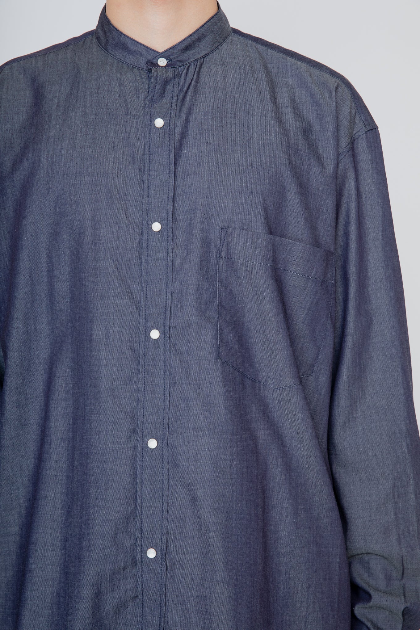 BAND COLLAR SHIRT / INDIGO