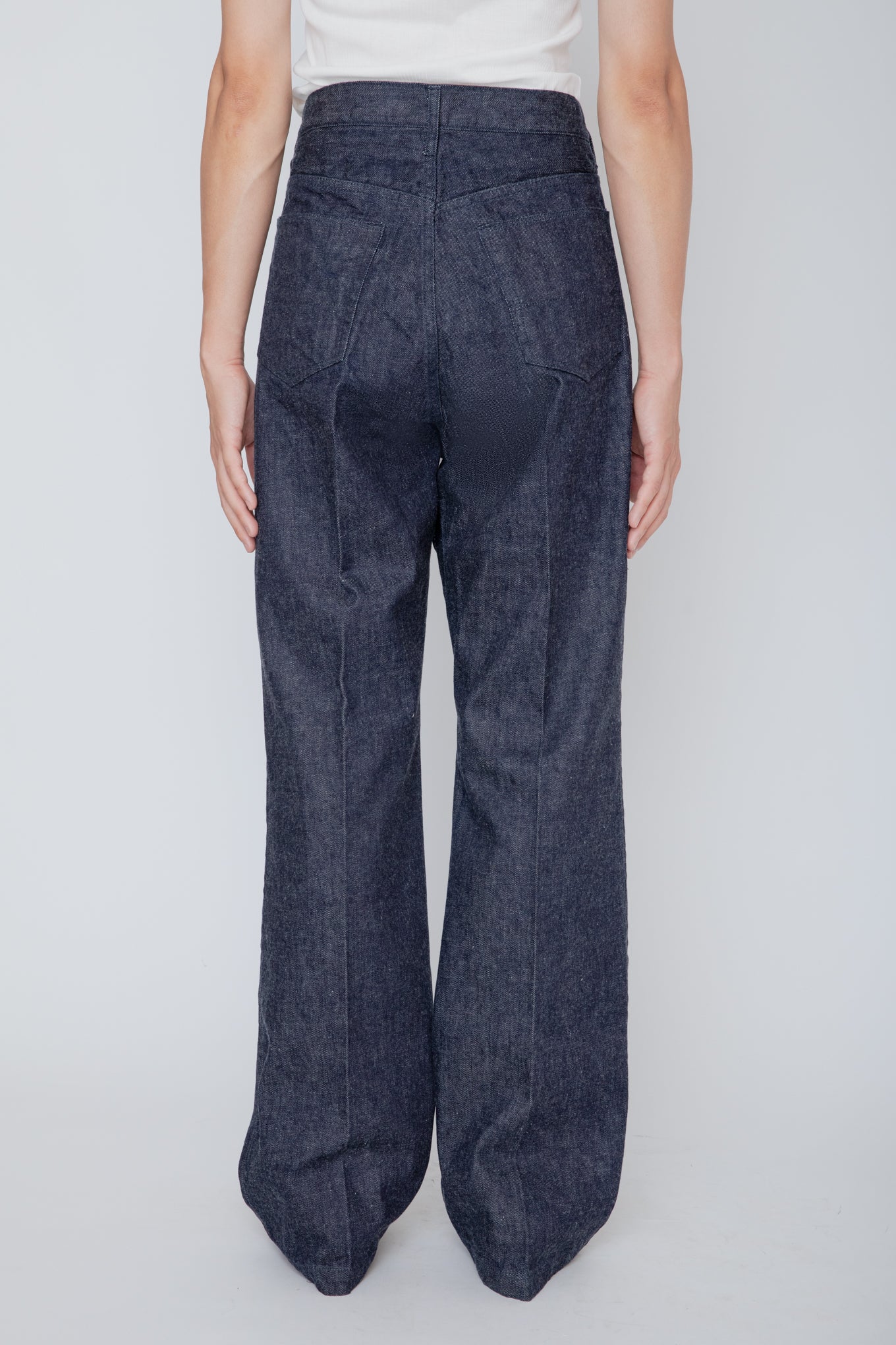 DENIM SEMI FLARED TROUSERS / INDIGO