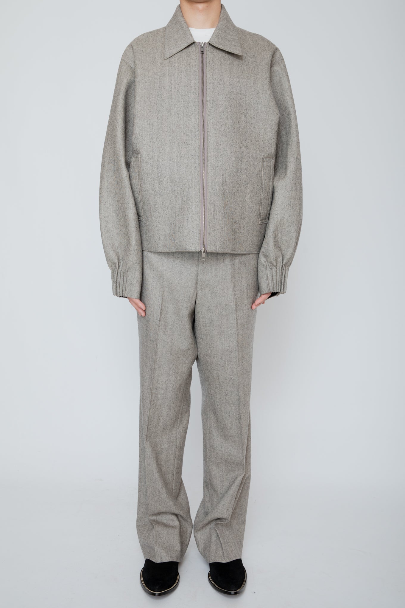 BUMPY GATHERED JACKET / HERRINGBONE