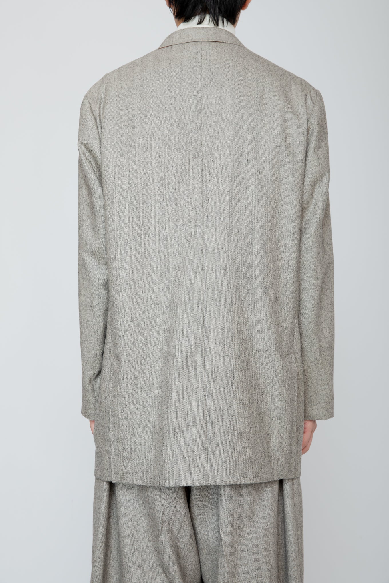 DOUBLE BREASTED LONG JACKET / HERRINGBONE