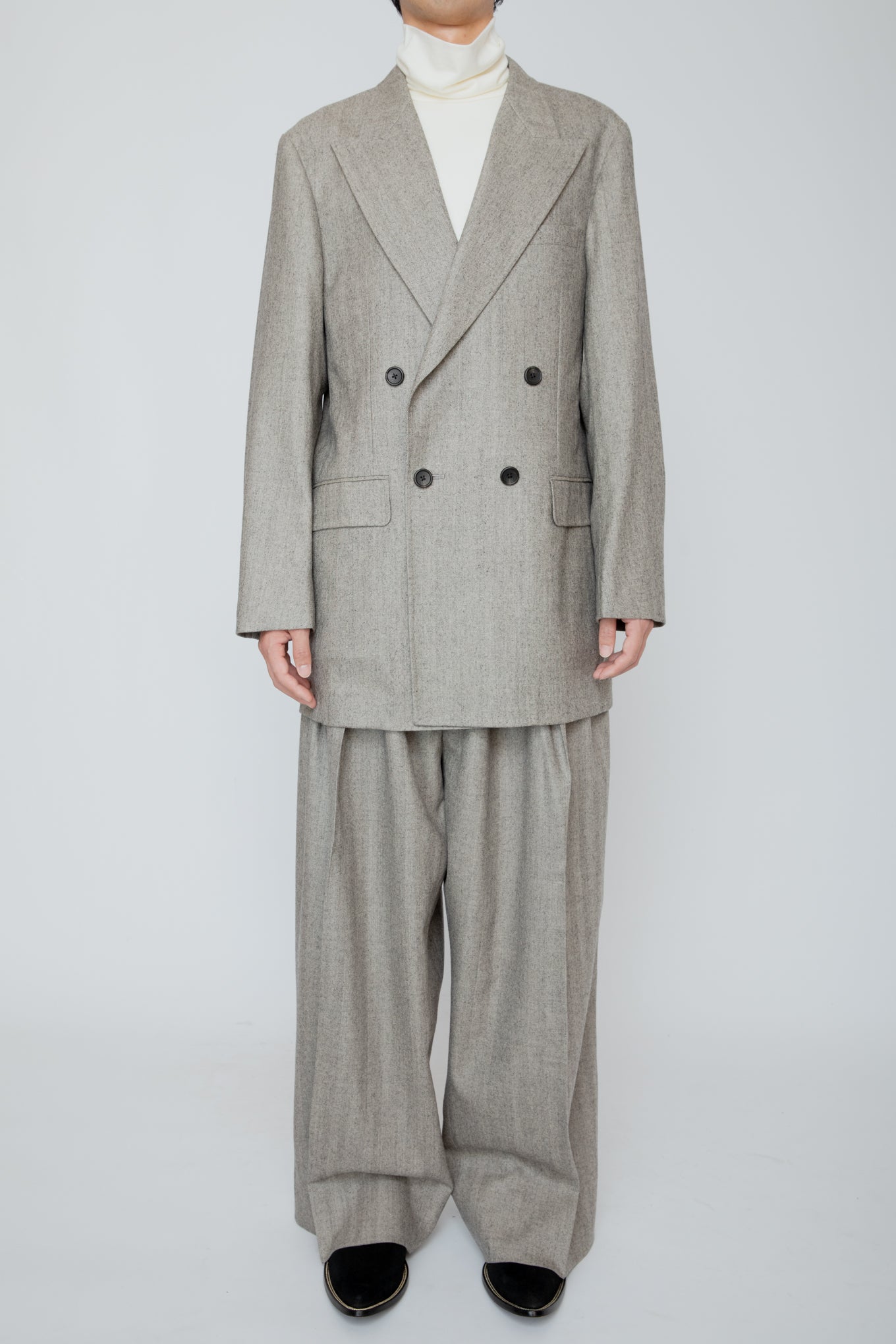 DOUBLE BREASTED LONG JACKET / HERRINGBONE