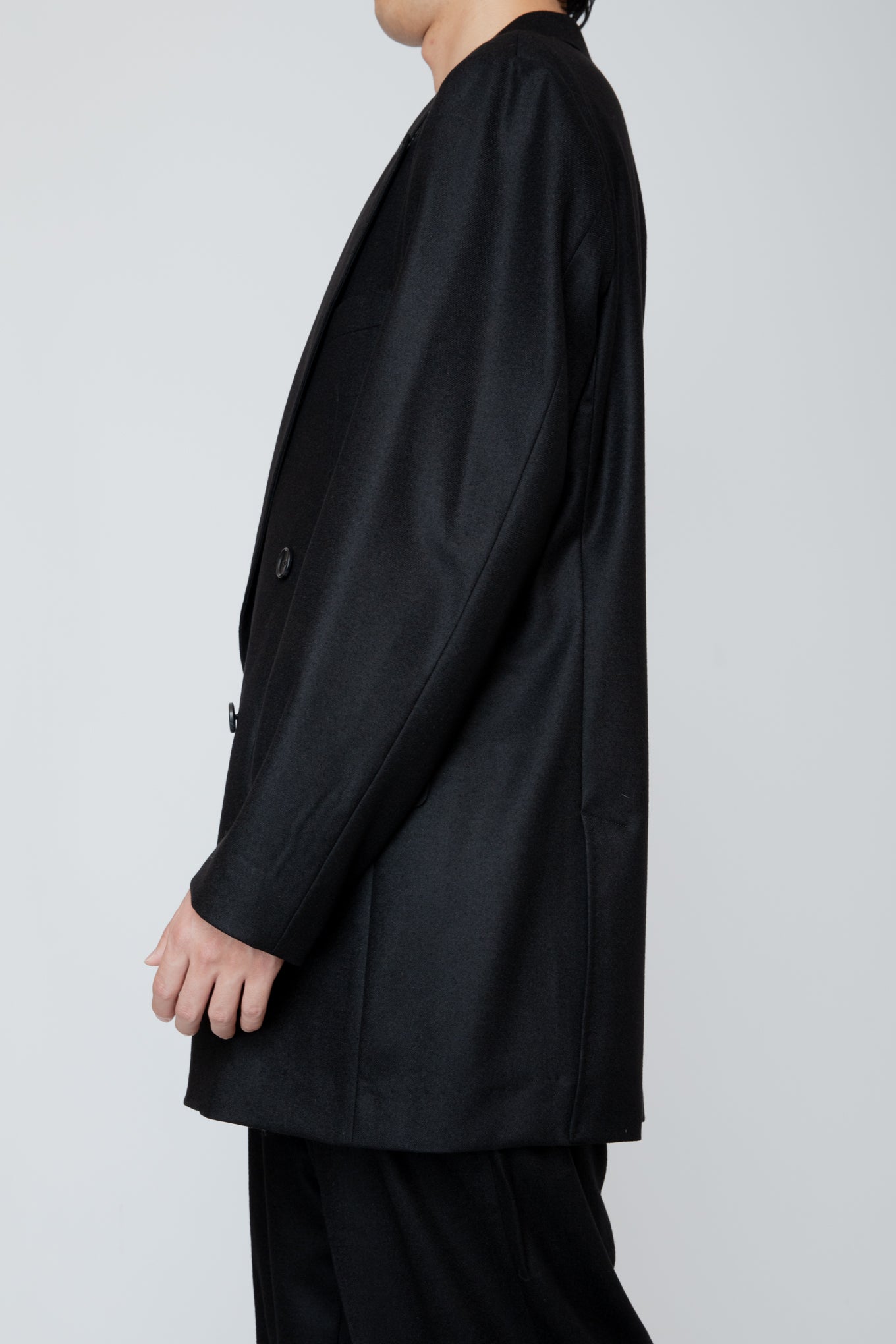 DOUBLE BREASTED LONG JACKET / BLACK
