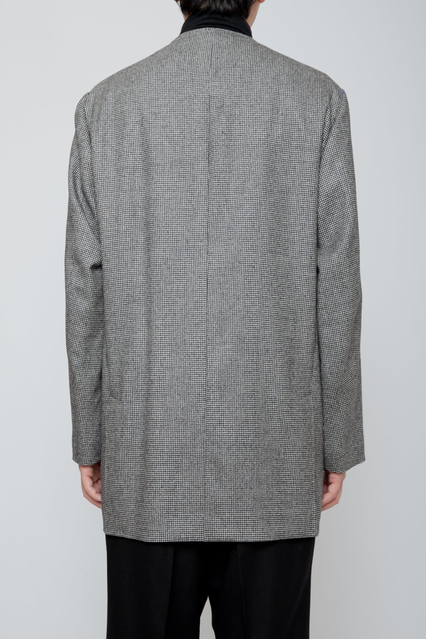 NO COLLAR LONG JACKET / HOUNDSTOOTH