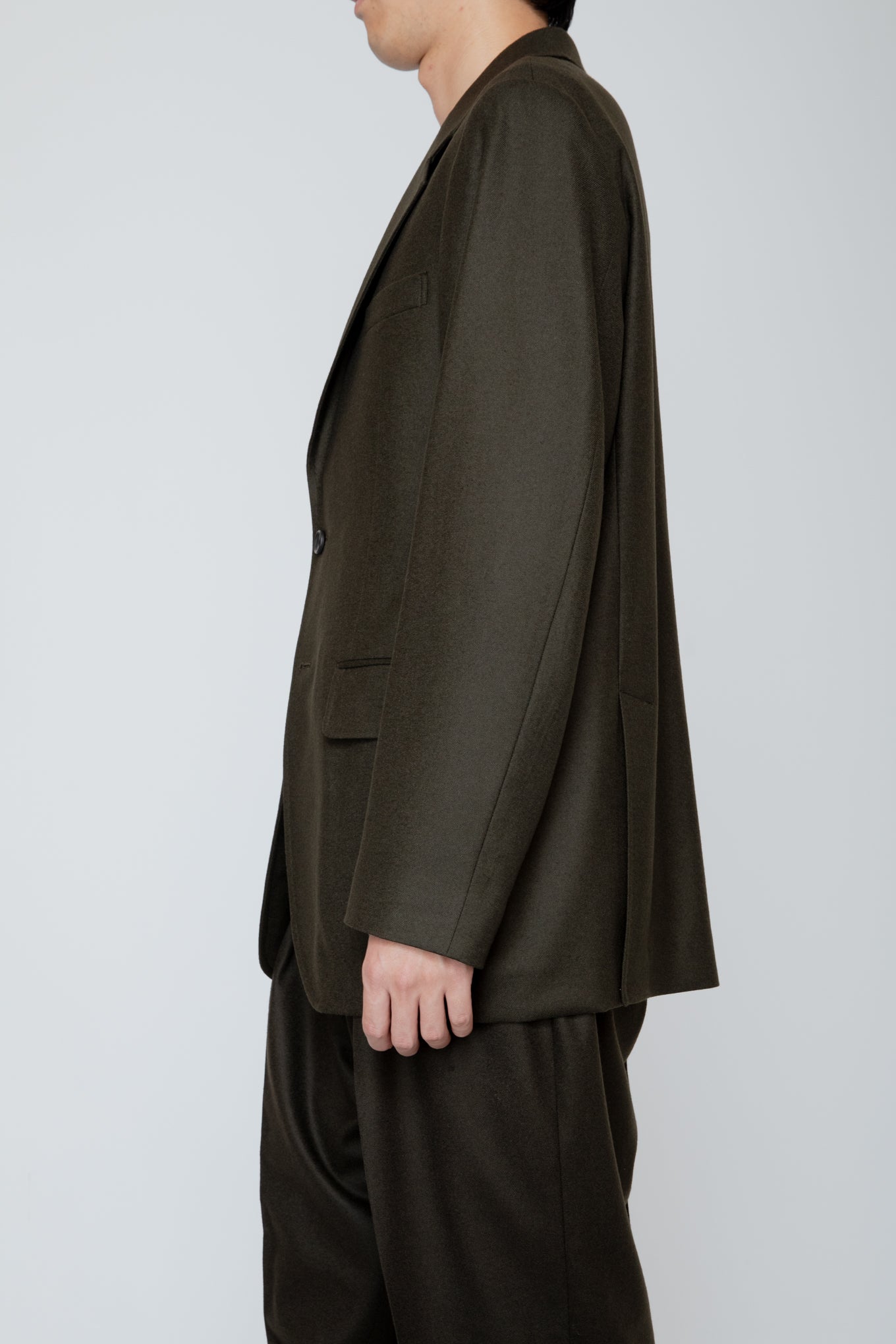 SINGLE BREASTED JACKET / DARK OLIVE