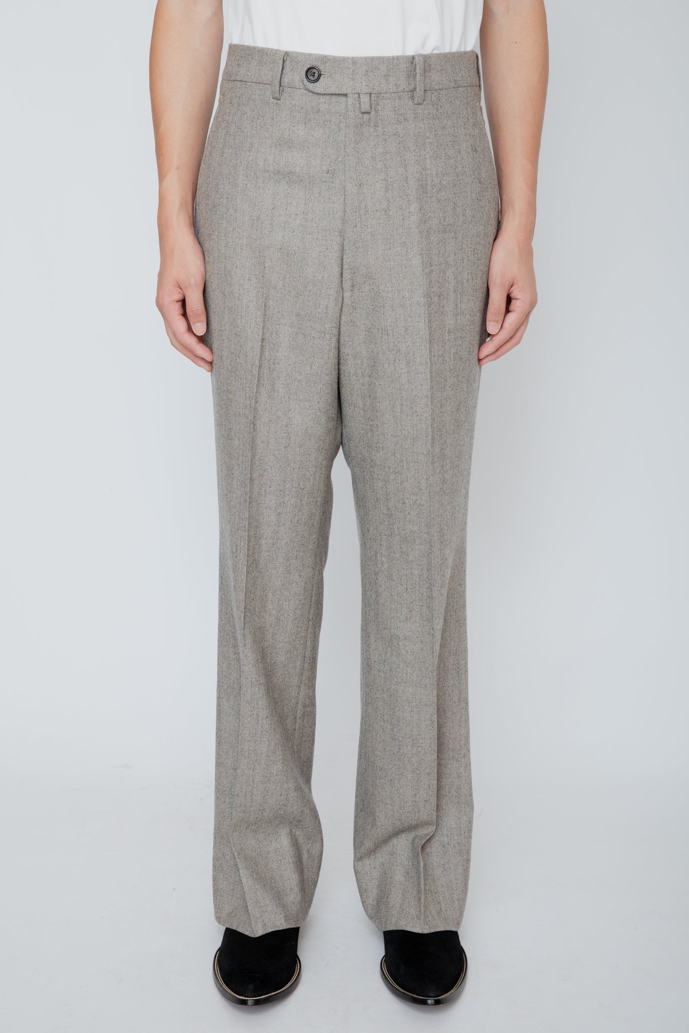 SEMI FLARED TROUSERS / HERRINGBONE