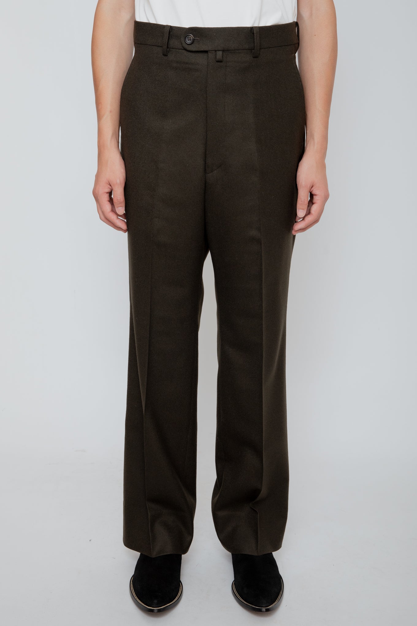 SEMI FLARED TROUSERS / DARK OLIVE