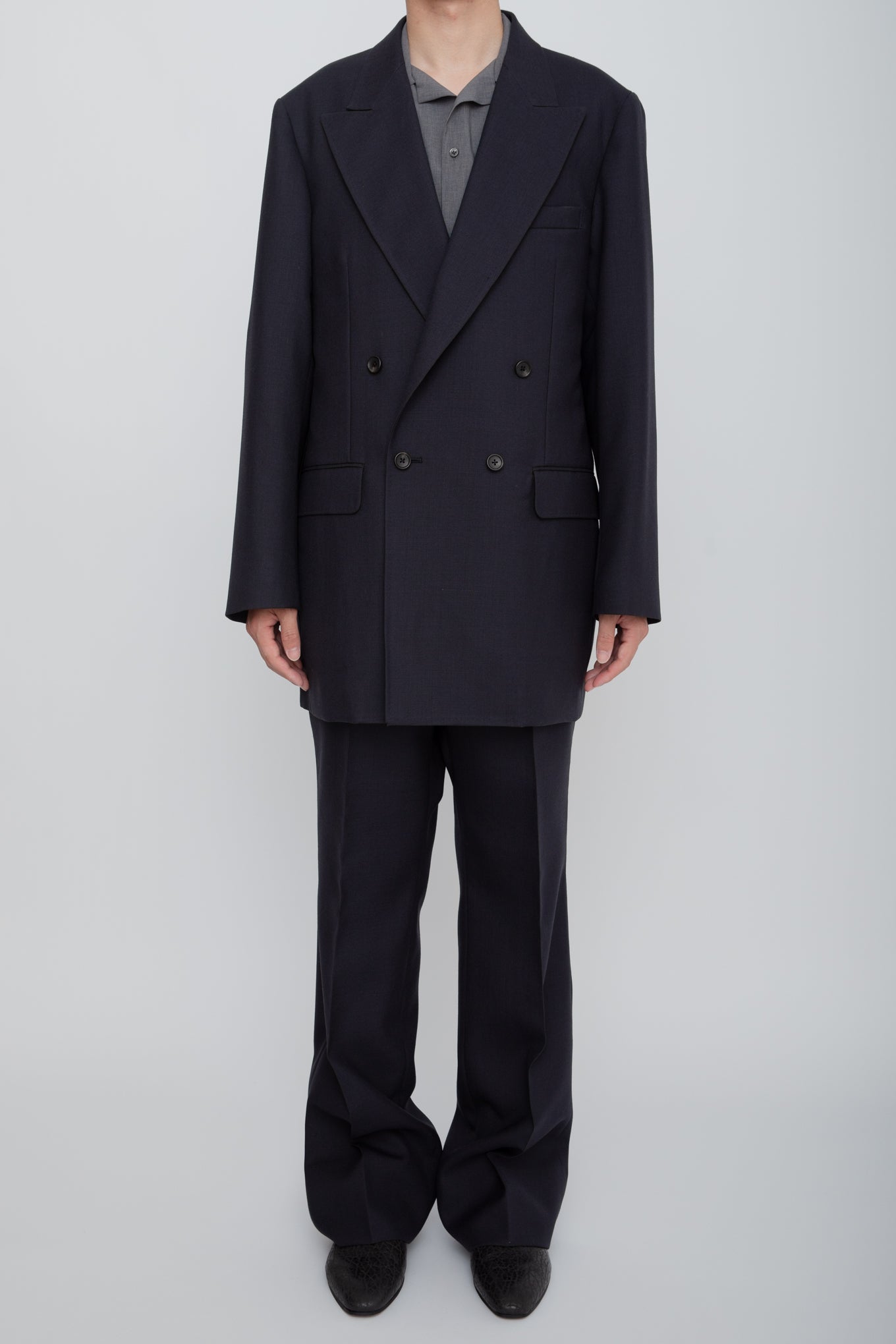 DOUBLE BREASTED LONG JACKET / NAVY