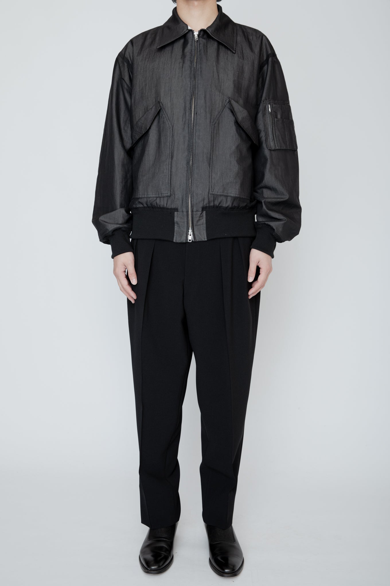 VEILED FLIGHT JACKET / BLACK