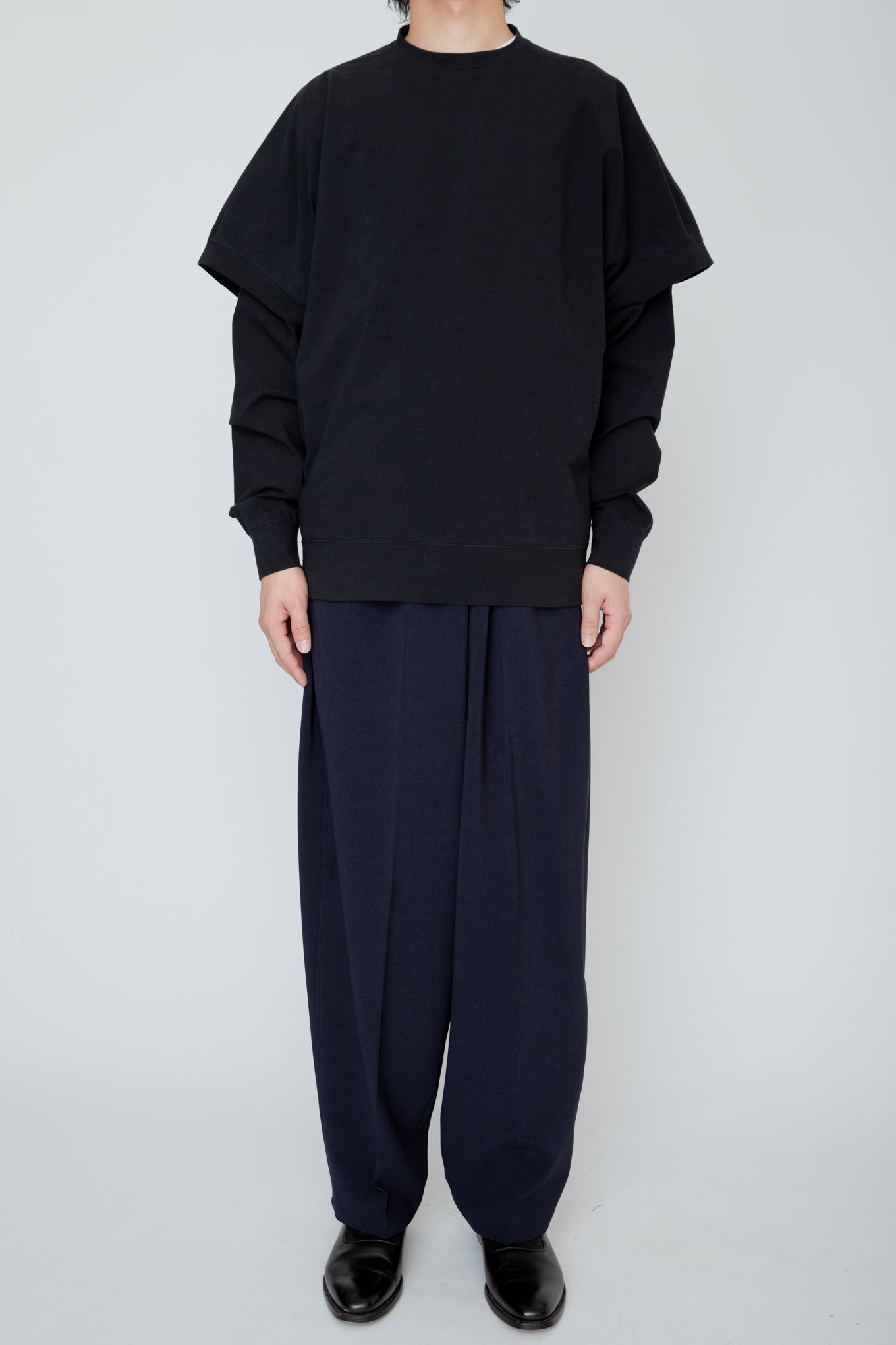 LAYERED LONG TEE / BLACK