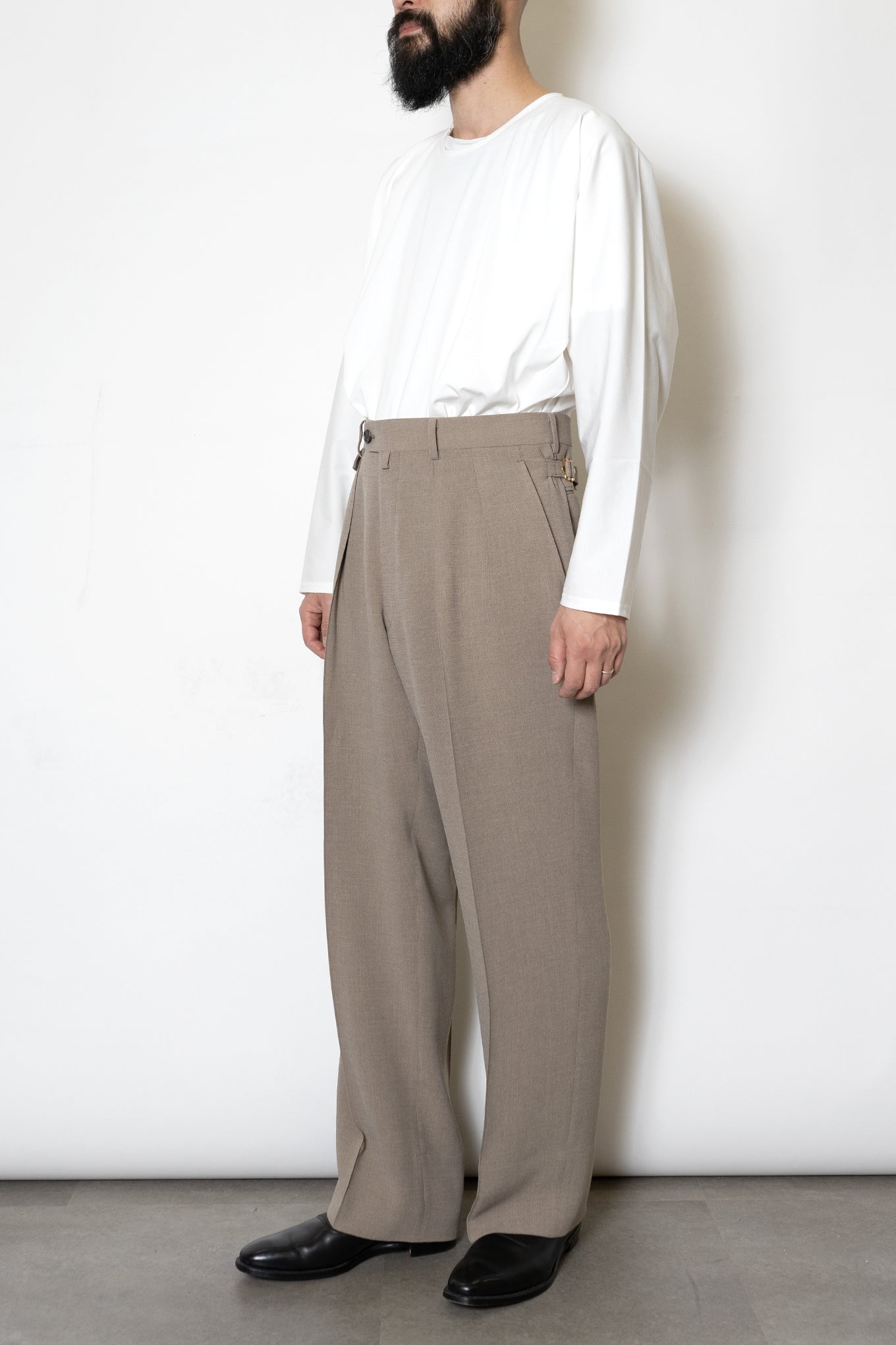 MELANGE TWILL WIDE TROUSERS/CORK – RAINMAKER KYOTO