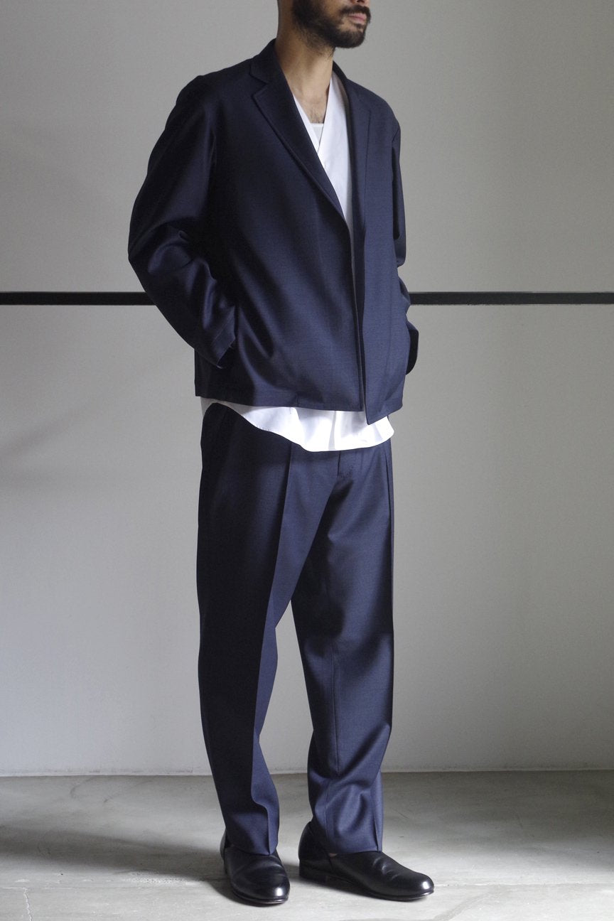 WIDE DOBBY TROUSERS / NAVY - RAINMAKER KYOTO