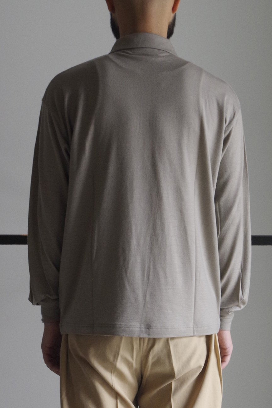 WASHABLE-WOOL L/S POLO SHIRT / TAUPE - RAINMAKER KYOTO