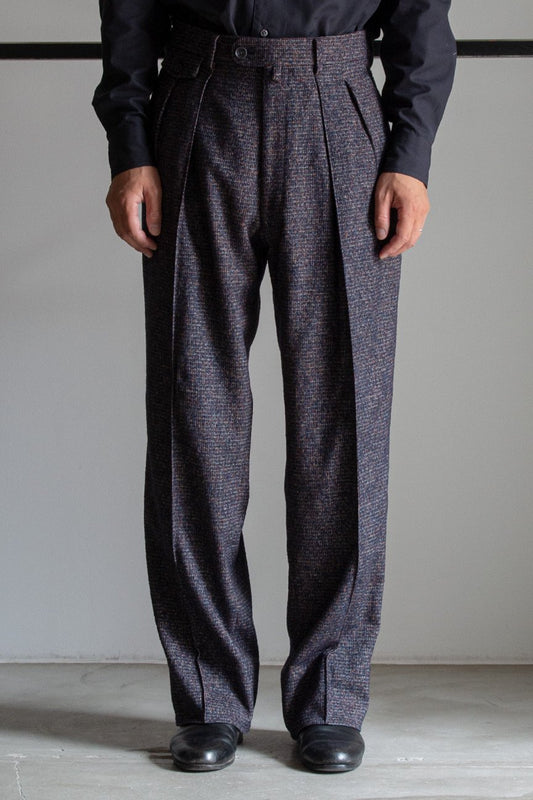 MIX TWEED WIDE TROUSERS / NAVY MIX - RAINMAKER KYOTO