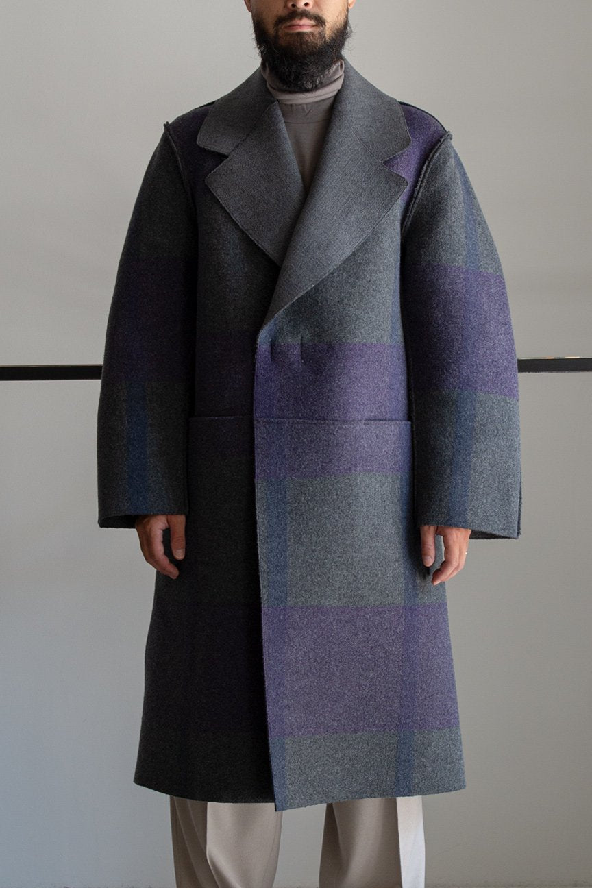 DOUBLE BREASTED MELTON COAT / PURPLE MIX – RAINMAKER KYOTO