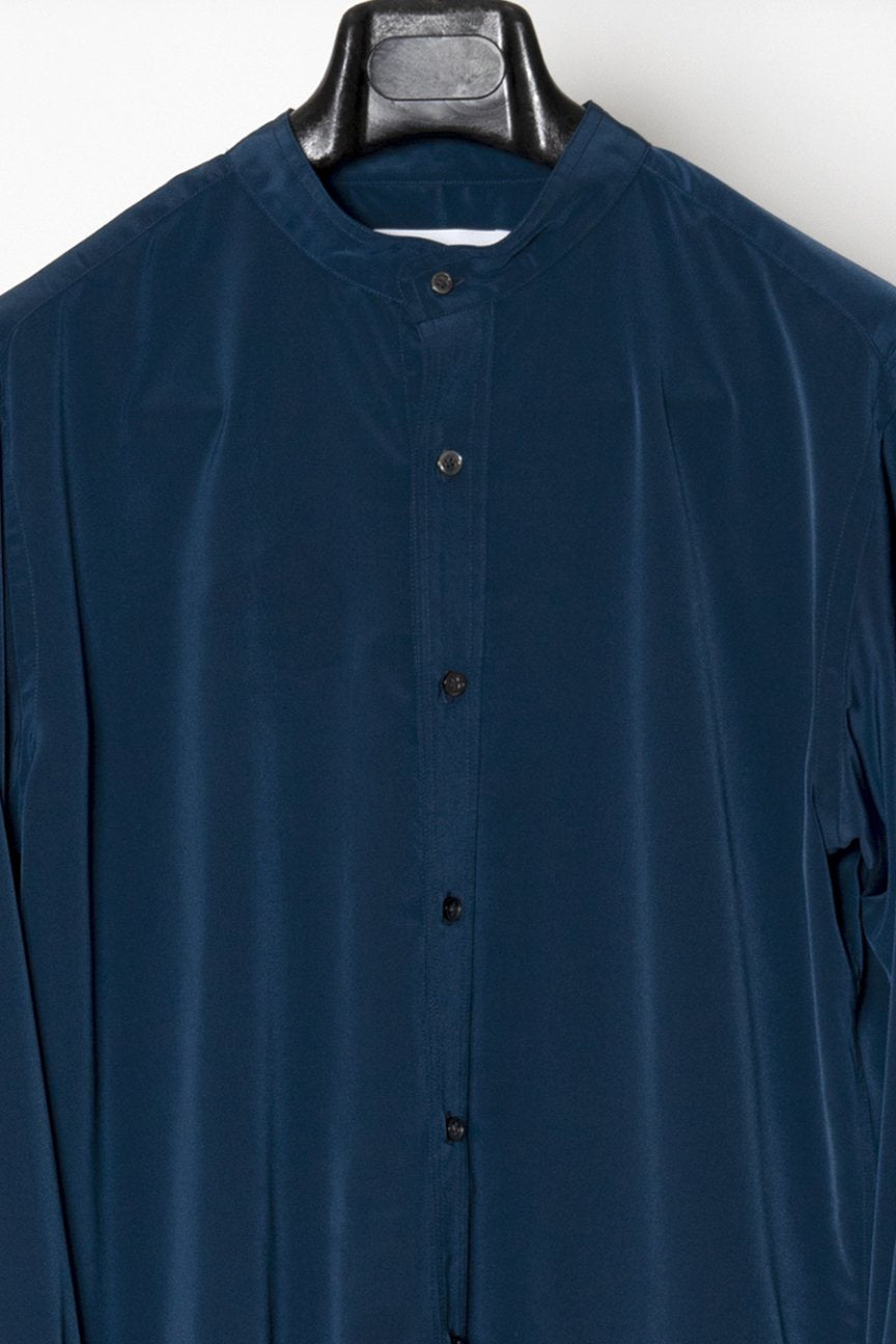 BAND COLLAR SHIRT / IRON BLUE – RAINMAKER KYOTO