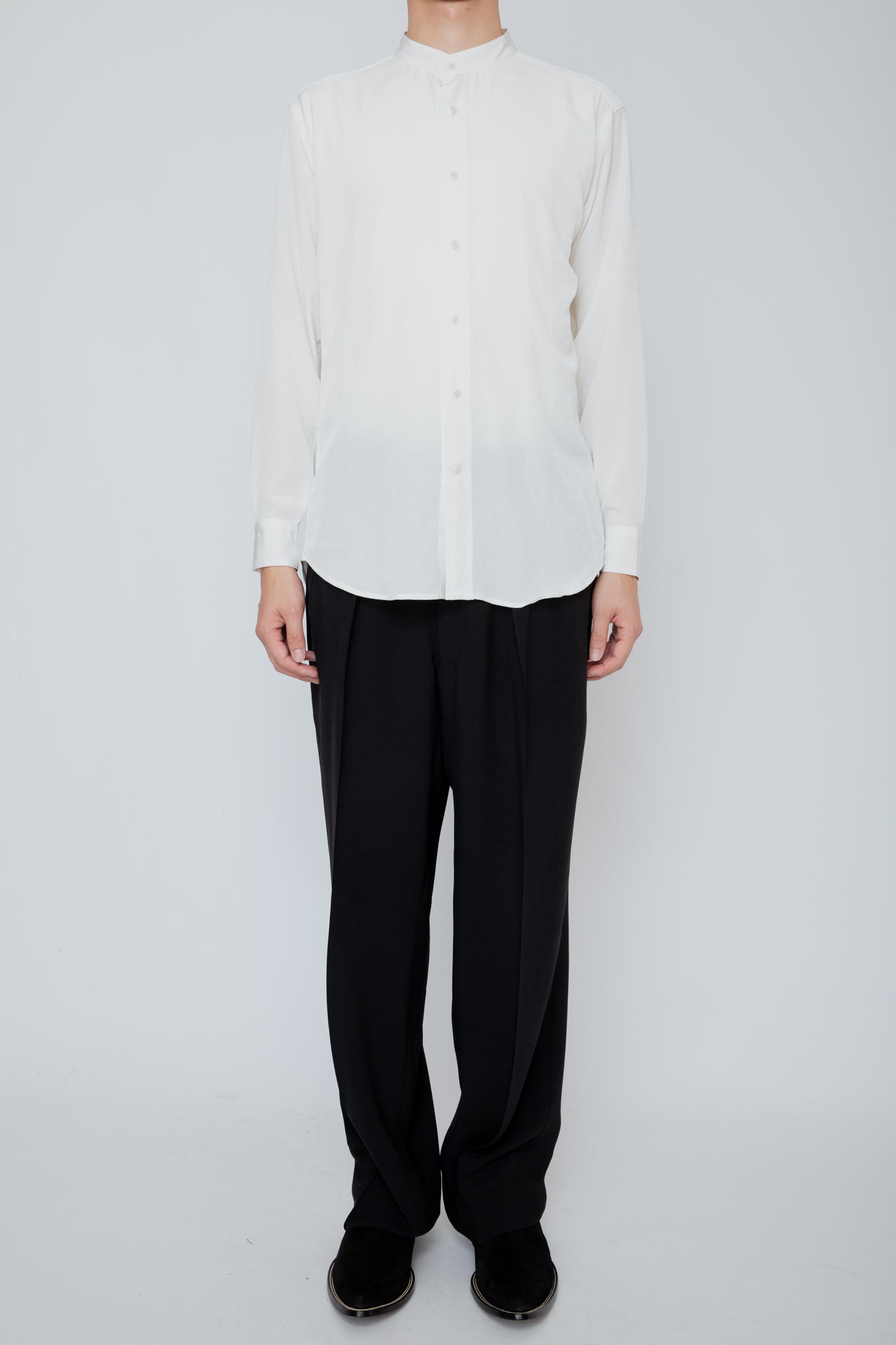BAND COLLAR SHIRT / WHITE