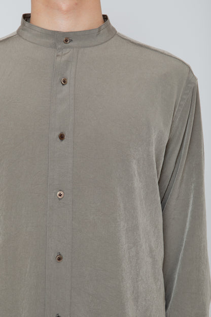 BAND COLLAR SHIRT / TAUPE