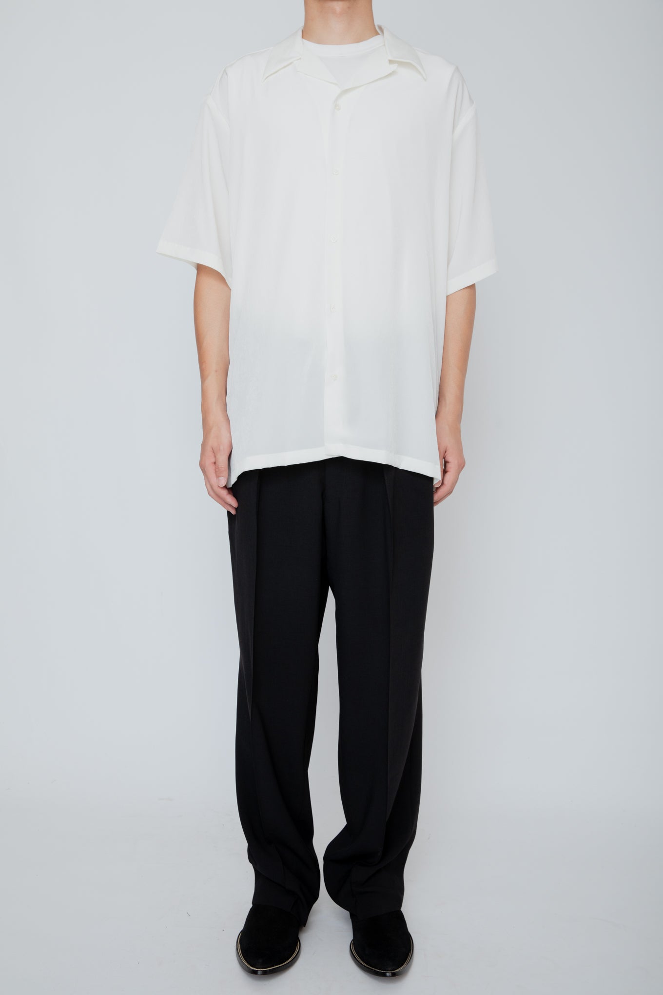 OPEN COLLAR S/S SHIRT / WHITE