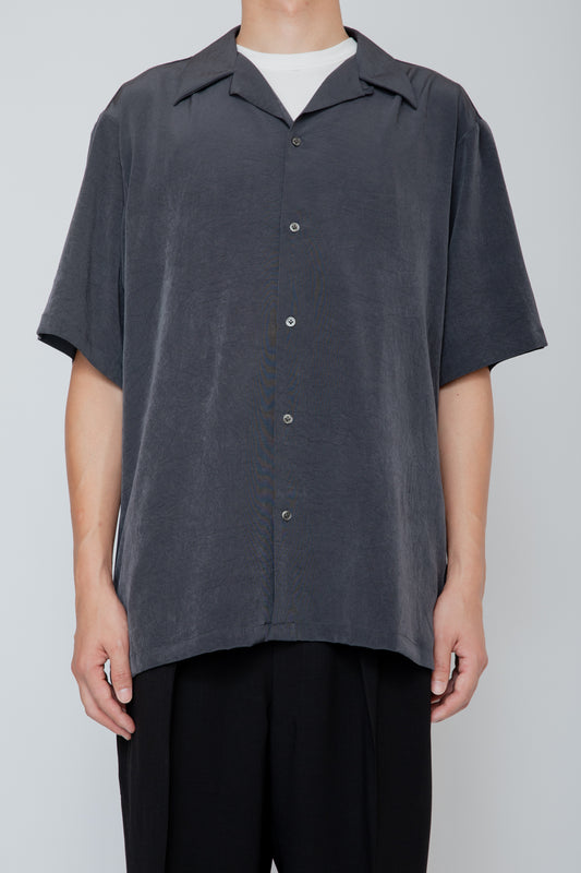 OPEN COLLAR S/S SHIRT / CHARCOAL