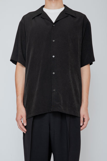 OPEN COLLAR S/S SHIRT / BLACK