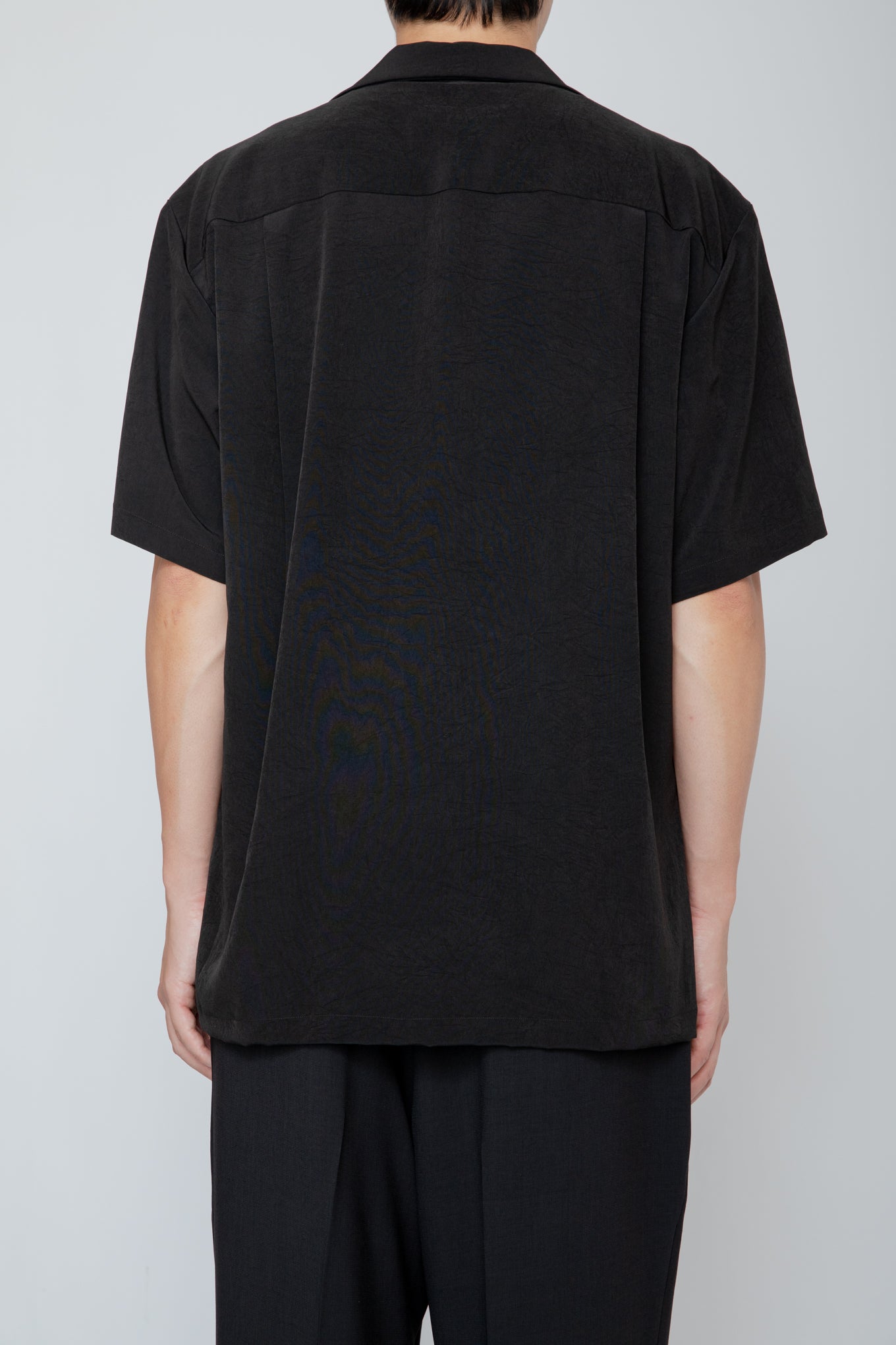 OPEN COLLAR S/S SHIRT / BLACK