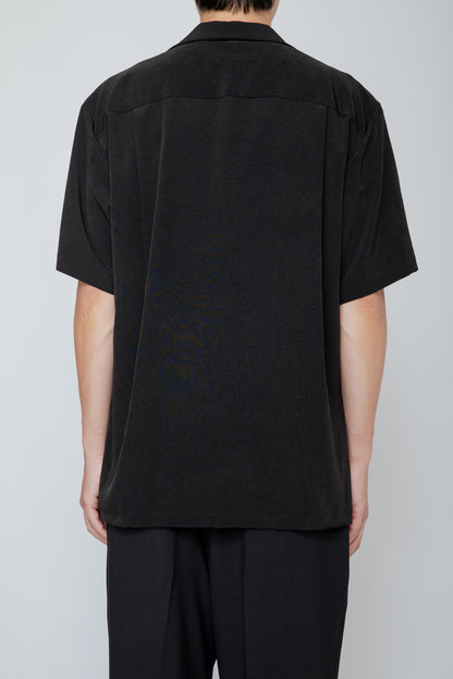 OPEN COLLAR S/S SHIRT / BLACK