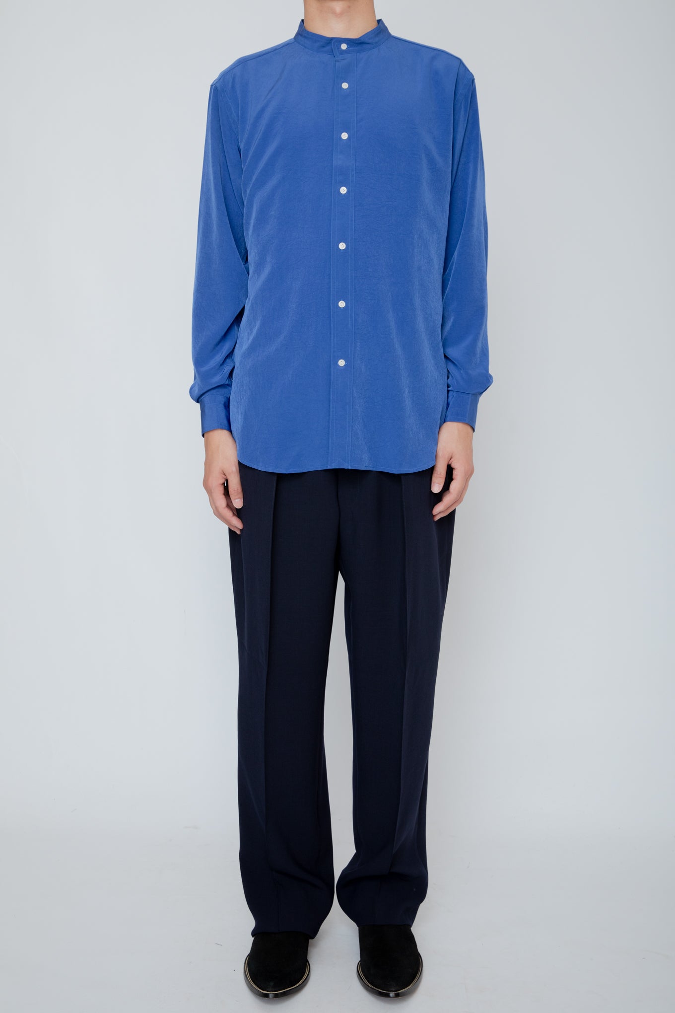 BAND COLLAR SHIRT / BLUE