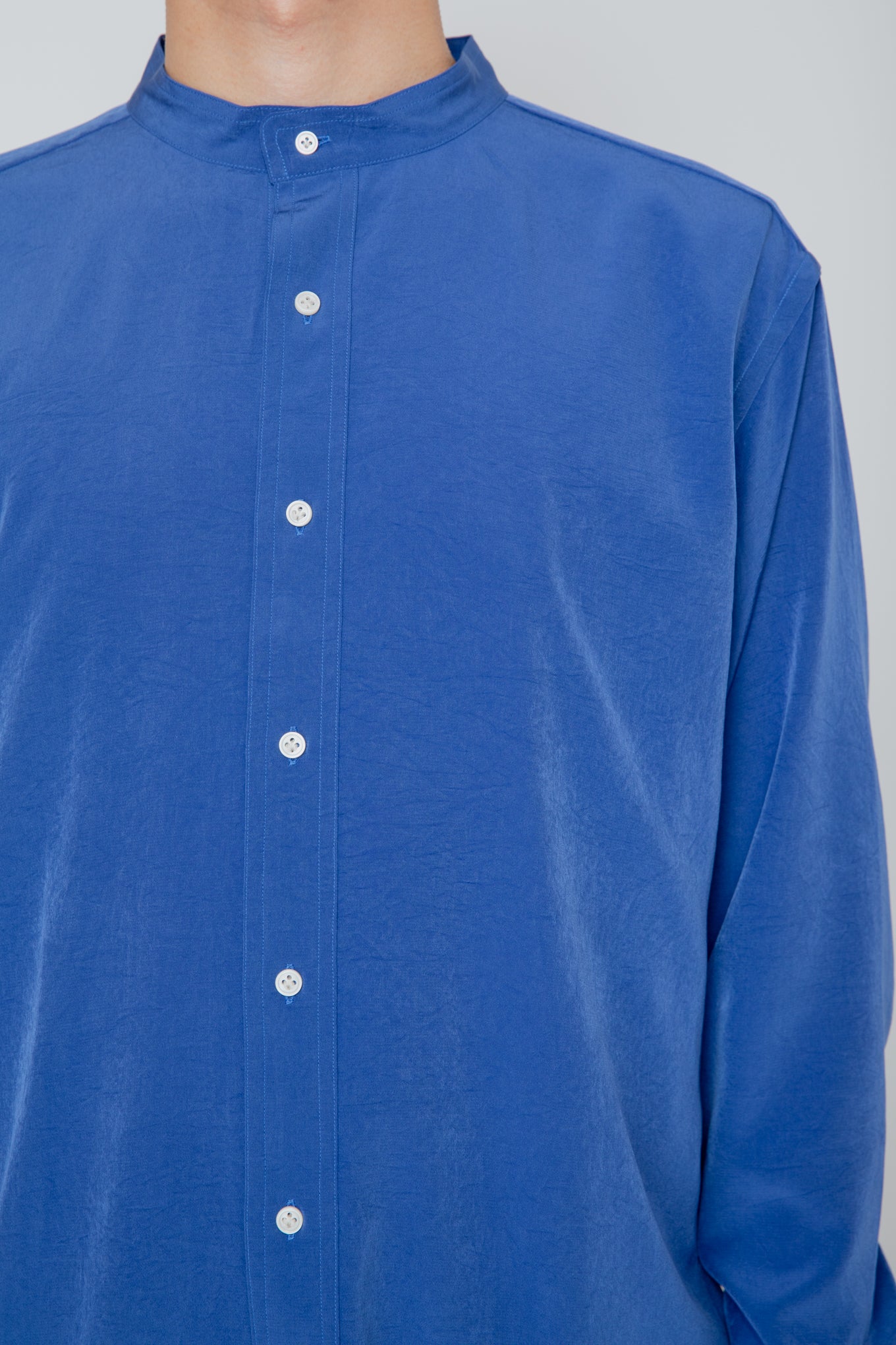 BAND COLLAR SHIRT / BLUE
