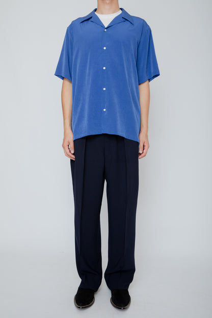 OPEN COLLAR S/S SHIRT / BLUE