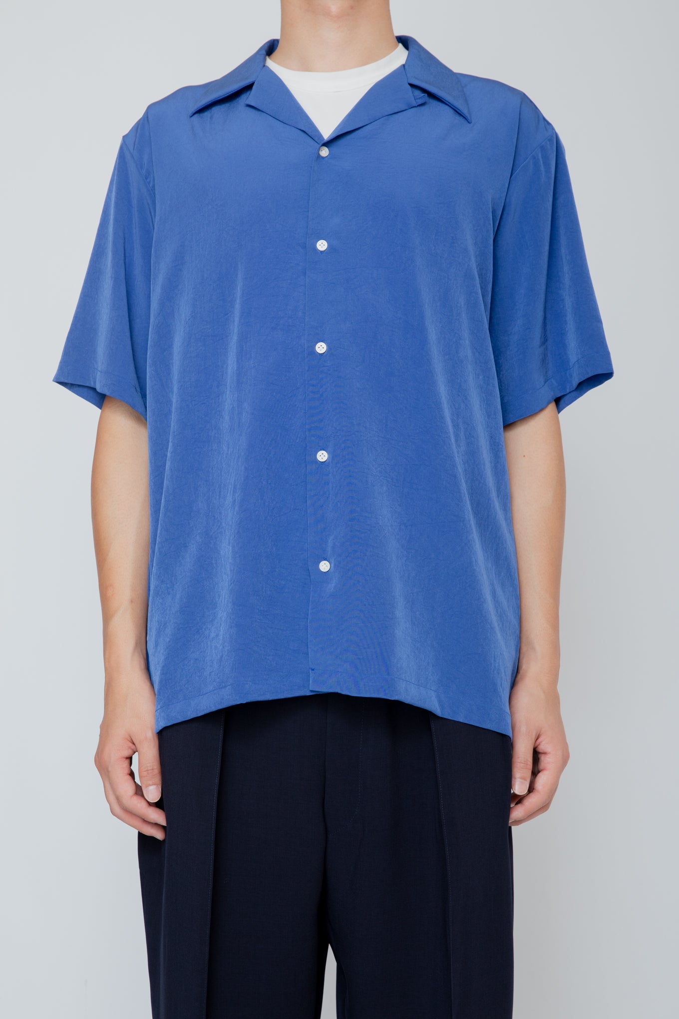 OPEN COLLAR S/S SHIRT / BLUE