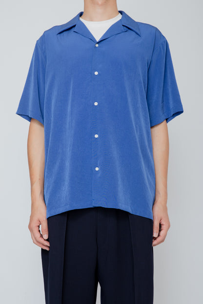 OPEN COLLAR S/S SHIRT / BLUE