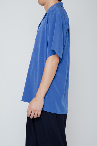 OPEN COLLAR S/S SHIRT / BLUE
