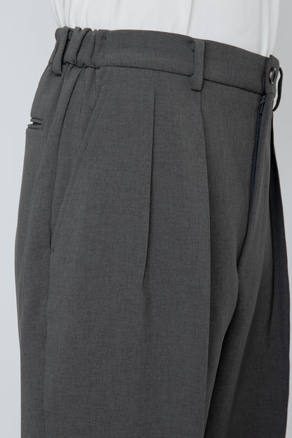 DOUBLE CLOTH SHIRRING TROUSERS / SLATE GRAY
