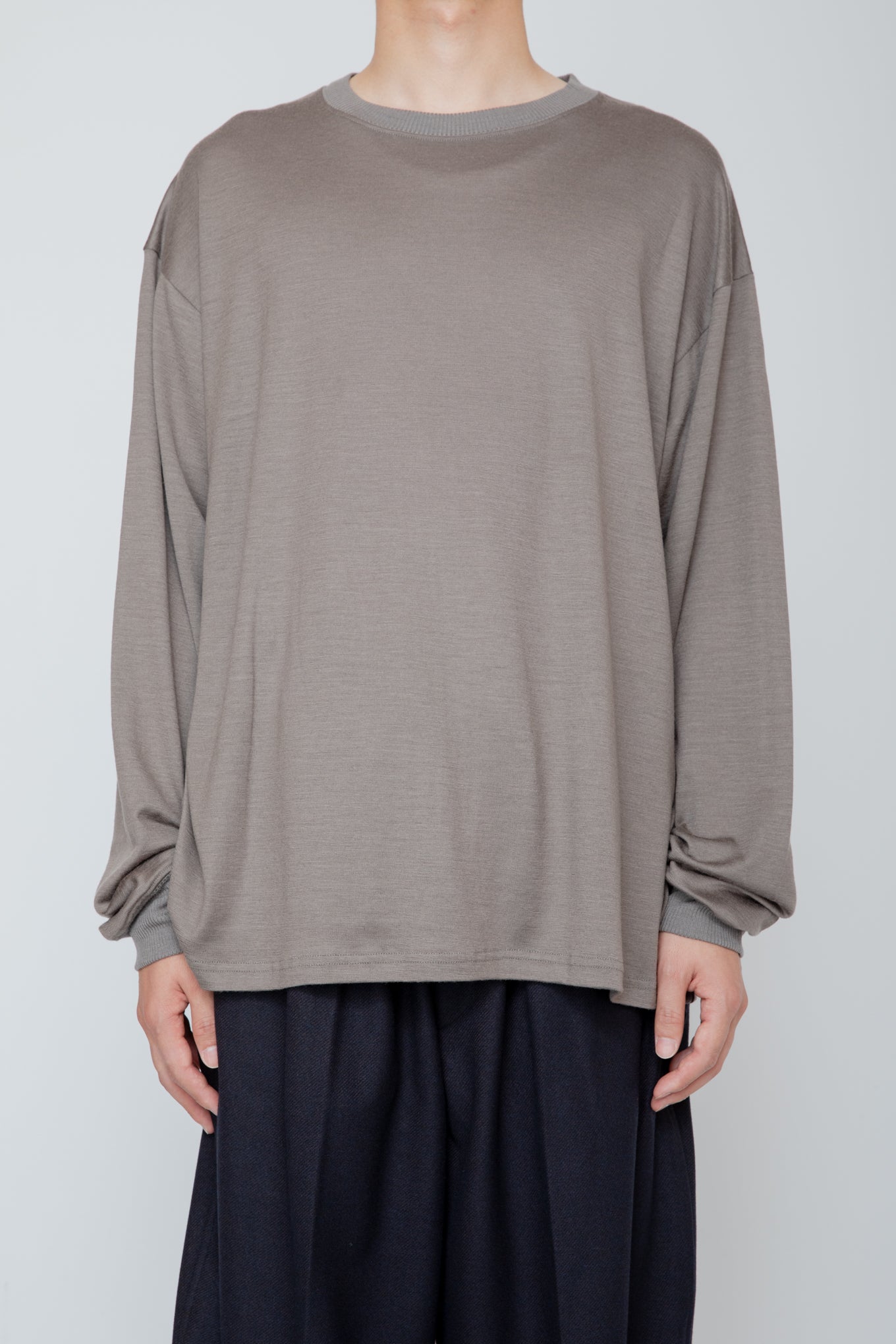 WASHABNE WOOL CREW NECK SHIRT / TAUPE