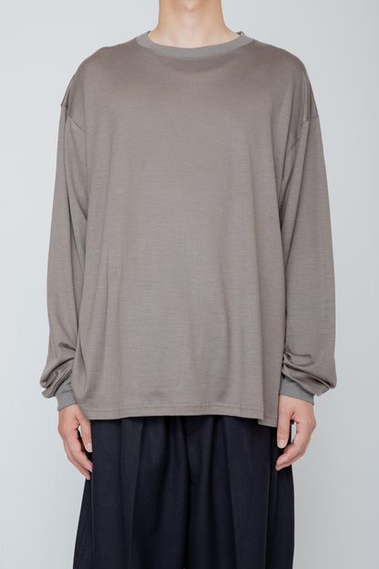 WASHABNE WOOL CREW NECK SHIRT / TAUPE