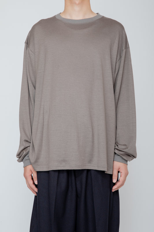 WASHABNE WOOL CREW NECK SHIRT / TAUPE