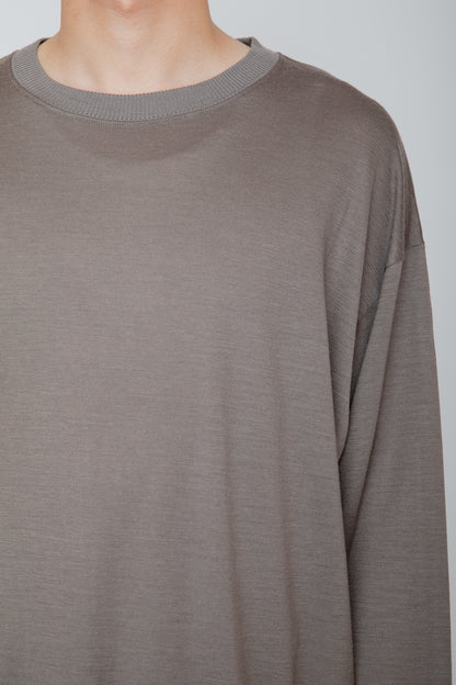 WASHABNE WOOL CREW NECK SHIRT / TAUPE