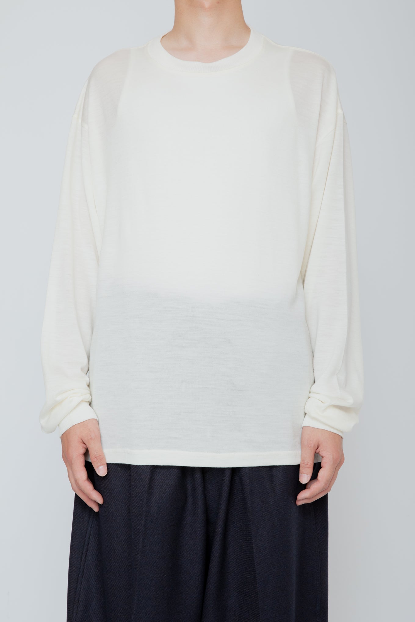 WASHABNE WOOL CREW NECK SHIRT / OFF WHITE