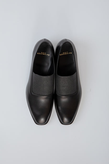 SHIRRING OPERA PUMPS / BLACK SMOOTH