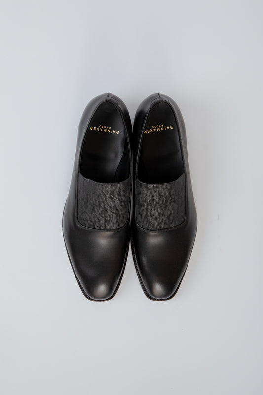SHIRRING OPERA PUMPS / BLACK SMOOTH
