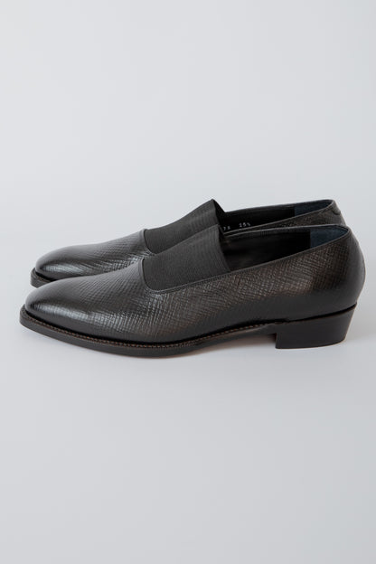 SHIRRING OPERA PUMPS / BLACK EMBOSS