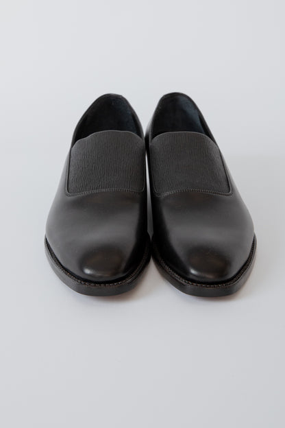 SHIRRING OPERA PUMPS / BLACK SMOOTH