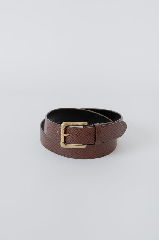 ROLLER BUCKLE BELT/BROWN